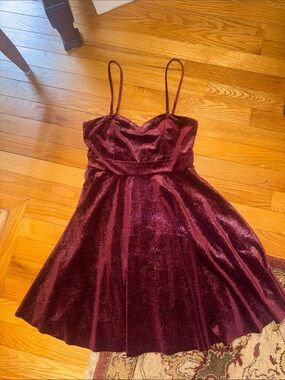 Free people Velvet Spaghetti-Strap Skater Dress - Burgundy